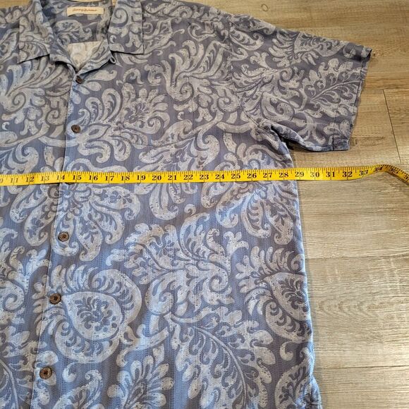 Tommy Bahama Silk Hawaiian Palm Tree Leaf Designed Button Up Shirt Mens Size XXL - Picture 8 of 9